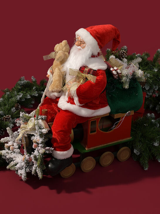 Новогодний сувенир Санта с подарками на поезде, LED, 60x35x62 см Timstor , арт.  | Фото 2