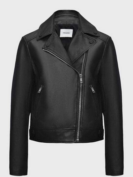 Куртка из натуральной кожи &quot;косуха&quot;, черная Yves Salomon , арт.  | Фото 1