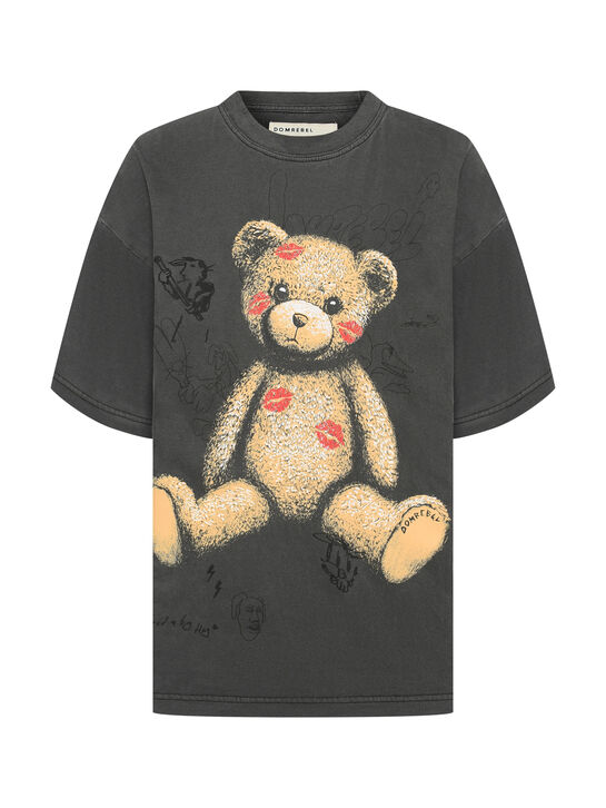 Футболка с принтом &quot;медвежонок&quot;, черная Domrebel , арт.  | Фото 1