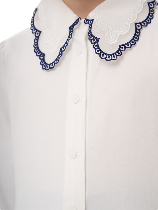 Рубашка с контрастной тесьмой, белая KengLabel , арт.  | Фото 4