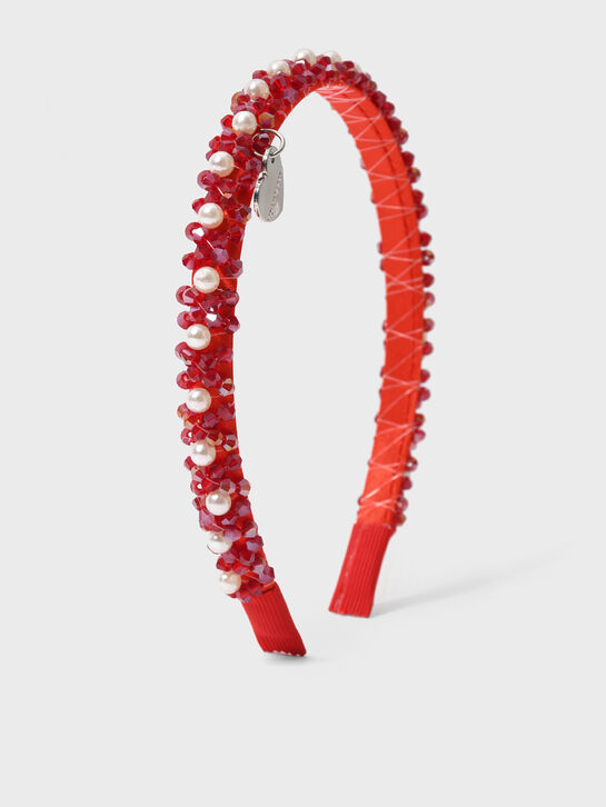 Ободок плетеный бисером, красный Monnalisa , арт.  | Фото 1