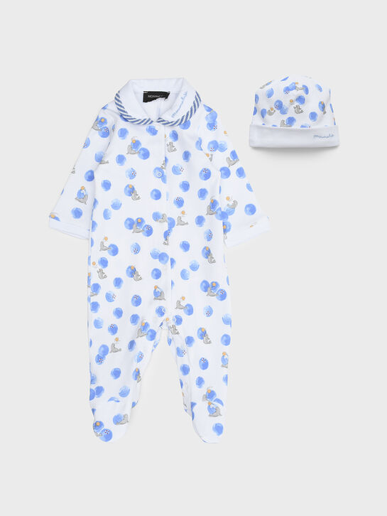 Комплект комбинезон+шапка, принт синие шары Monnalisa , арт.  | Фото 1