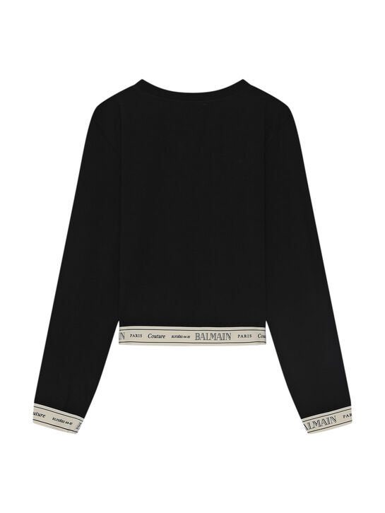 Свитшот укороченный с контрастной лентой Balmain , арт.  | Фото 2