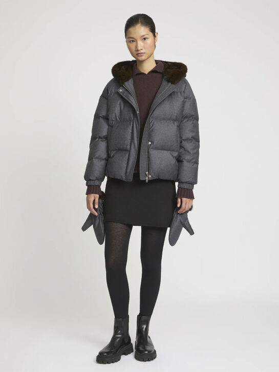 Куртка с капюшоном и варежками из норки Yves Salomon , арт.  | Фото 16