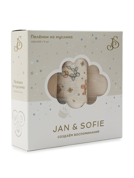 Комплект пеленок из муслина 3 шт, 120х120 см Jan&Sofie , арт.  | Фото 13