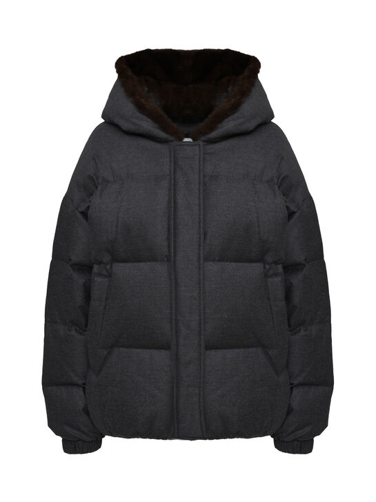 Куртка с капюшоном и варежками из норки Yves Salomon , арт.  | Фото 6