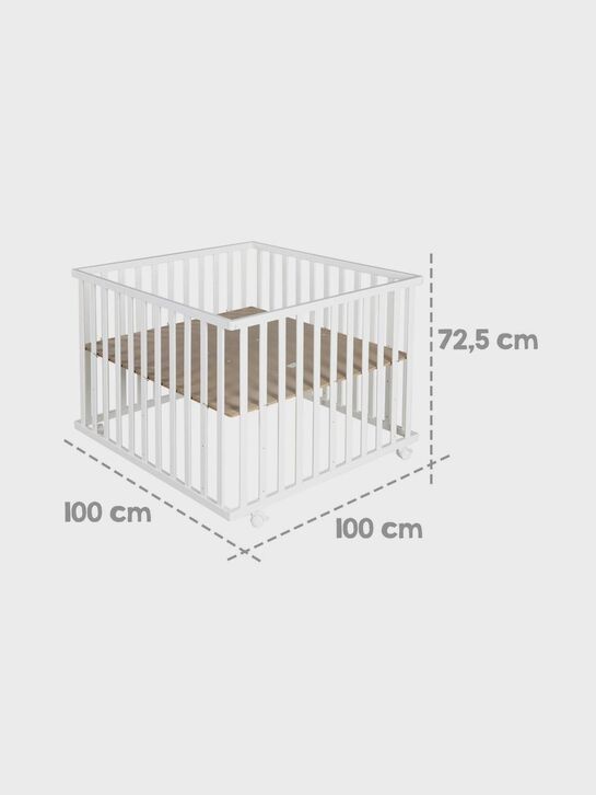 Манеж детский деревянный Roba квадратный 100х100 с мягким бортиком Rock Star Baby, белый  , арт.  | Фото 2