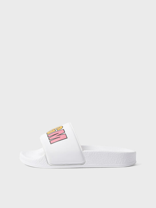 Шлепанцы с разноцветным лого, белые MSGM , арт.  | Фото 1