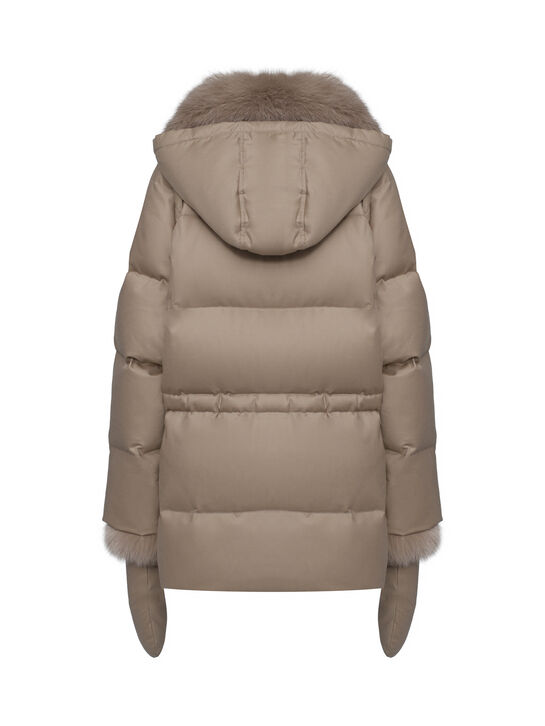 Куртка с воротником из лисы, светло-бежевая Yves Salomon , арт.  | Фото 5