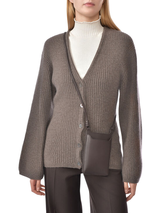 Сумка для телефона, коричневая Yves Salomon , арт.  | Фото 5