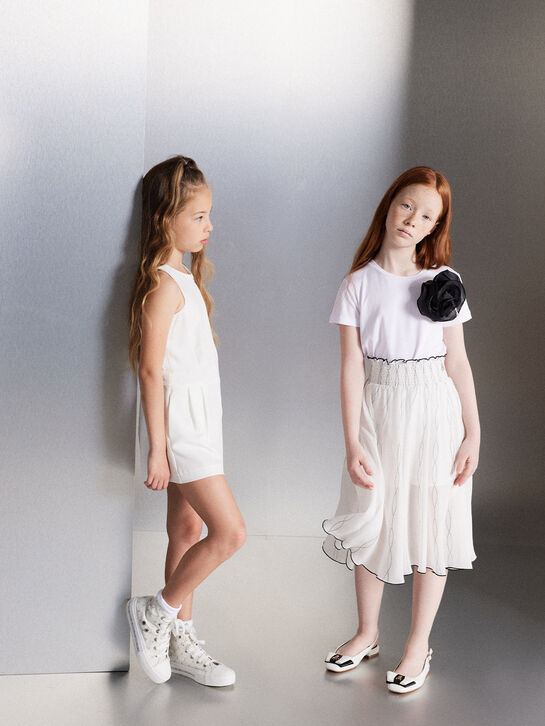 Футболка с цветком из фатина, белая Patrizia Pepe , арт.  | Фото 5