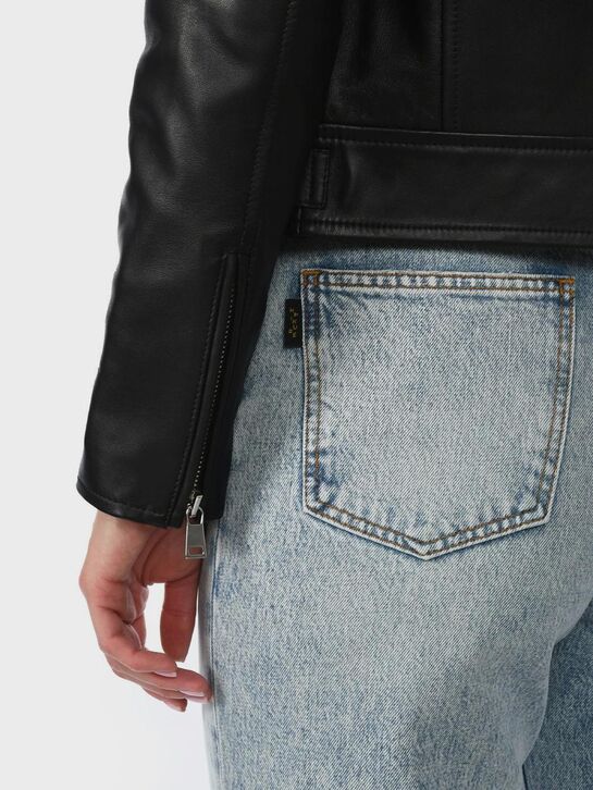 Куртка из натуральной кожи &quot;косуха&quot;, черная Yves Salomon , арт.  | Фото 10