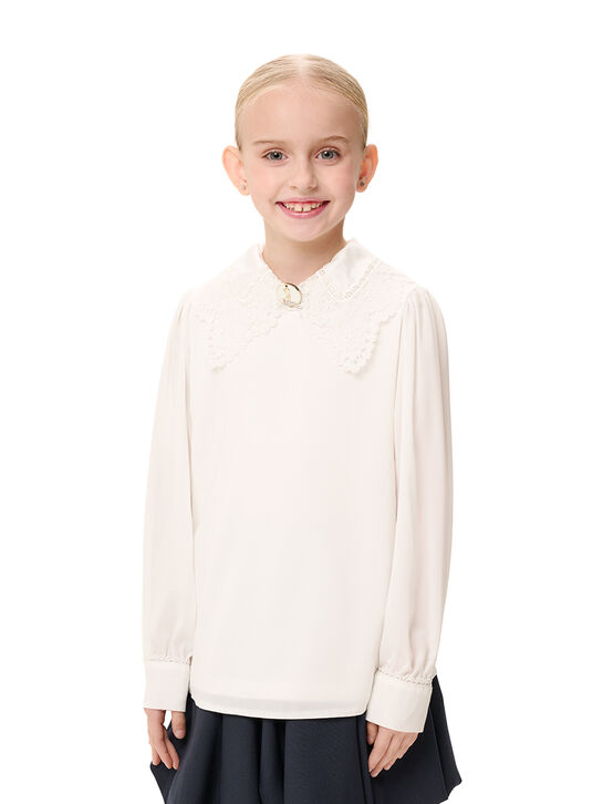 Блуза с брошью и шитьем, белая KengLabel , арт.  | Фото 3