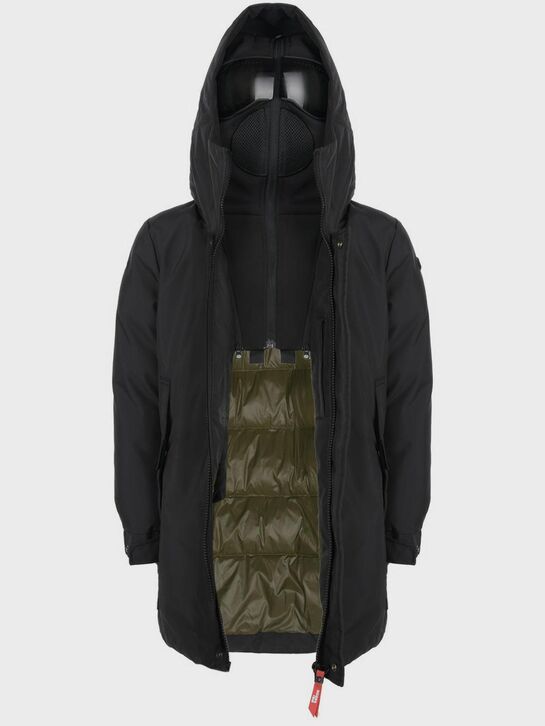 Черная удлиненная куртка с очками на капюшоне AI RIDERS ON THE STORM , арт.  | Фото 2