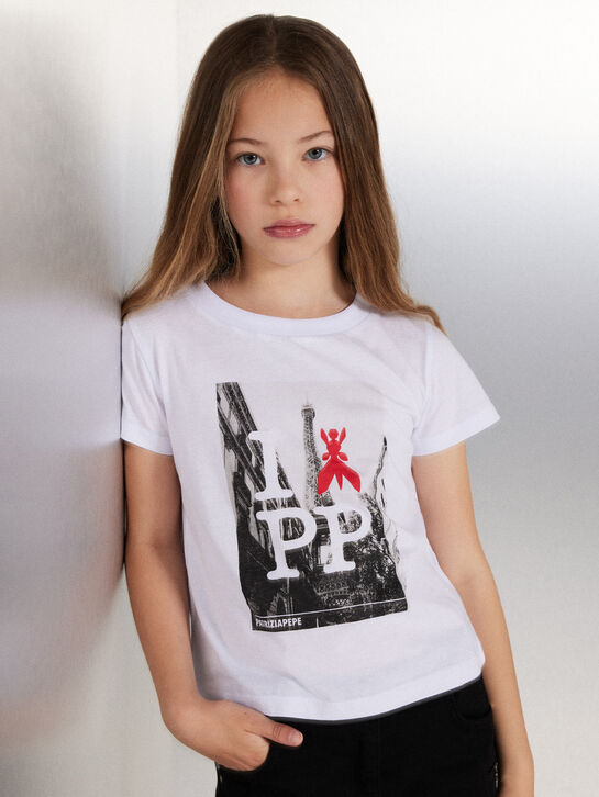 Футболка с принтом Эйфелевой башни, белая Patrizia Pepe , арт.  | Фото 2