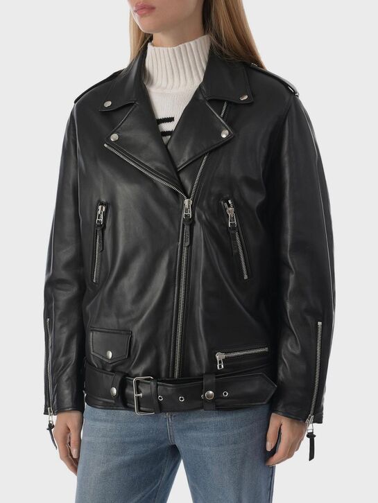 Куртка-косуха из натуральной кожи, черная ALINE , арт.  | Фото 12