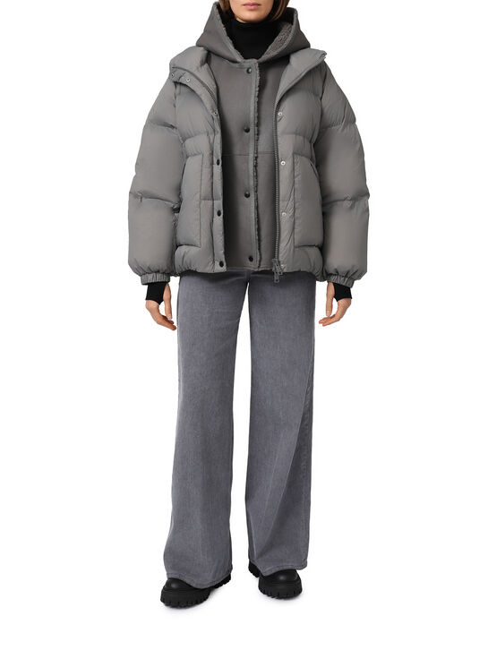 Куртка-пуховик с съемной манишкой из овчины Yves Salomon , арт.  | Фото 4