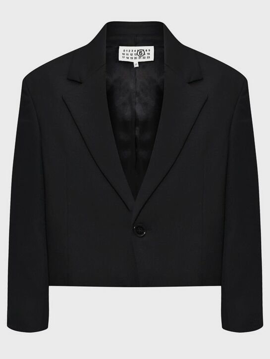 Пиджак кроп на одной пуговице, черный MM6 , арт.  | Фото 1