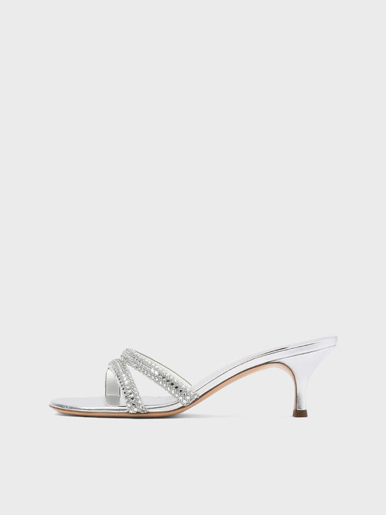 Босоножки Julia на каблуке, серебристые Casadei , арт.  | Фото 1