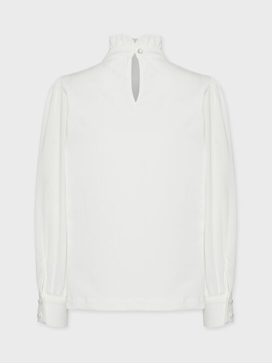 Блуза с воротом стойка и рюшами, белая KengLabel , арт.  | Фото 2