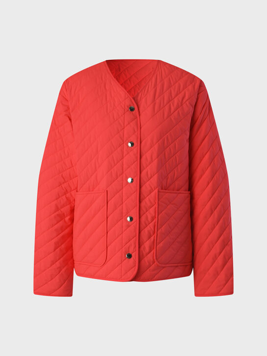 Куртка стеганая с накладными карманами, красная Yves Salomon , арт.  | Фото 1