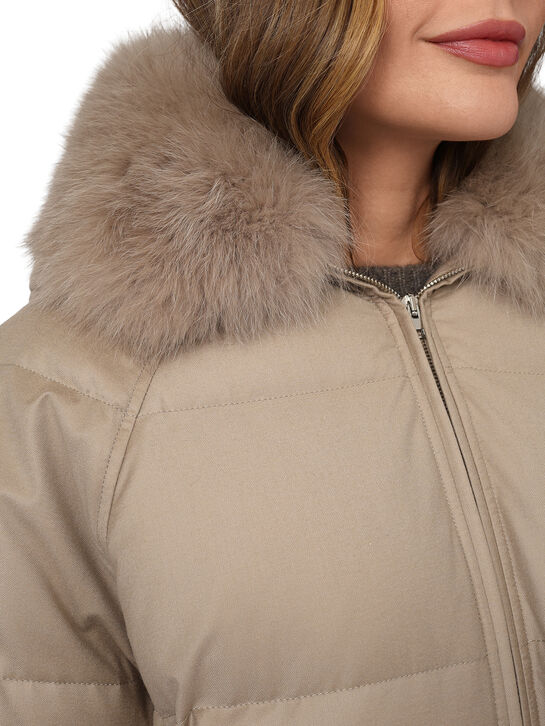 Куртка с воротником из лисы, светло-бежевая Yves Salomon , арт.  | Фото 9