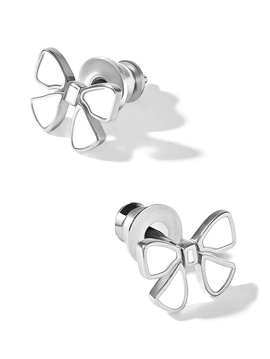 Серьги &quot;Бантик&quot;, белая эмаль Sneak Peek , арт.  | Фото 2