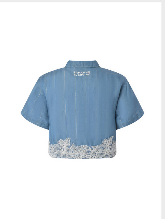 Рубашка из денима с кружевной вышивкой Ermanno Scervino , арт.  | Фото 2