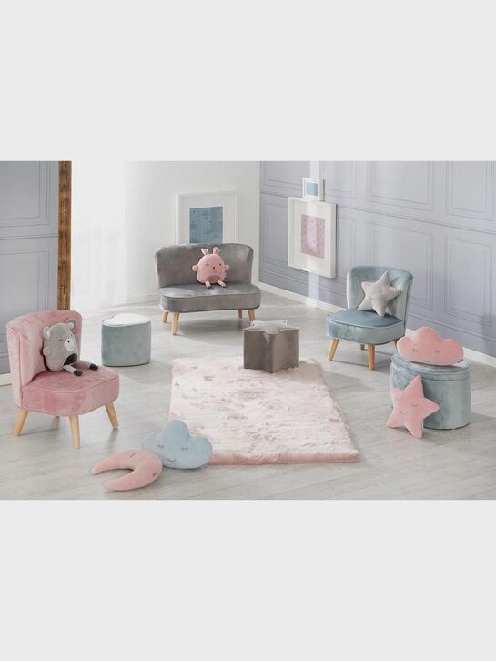 Детский велюровый овальный пуфик Lil Sofa, голубой Roba , арт.  | Фото 10