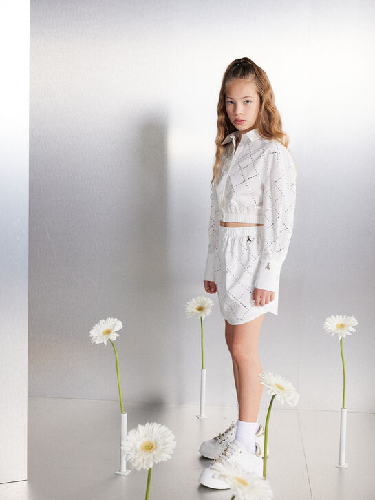 Юбка на пуговицах в стразах, белая Patrizia Pepe , арт.  | Фото 2