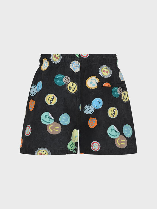 Шорты для купания с принтом смайликов, черные Molo , арт.  | Фото 2