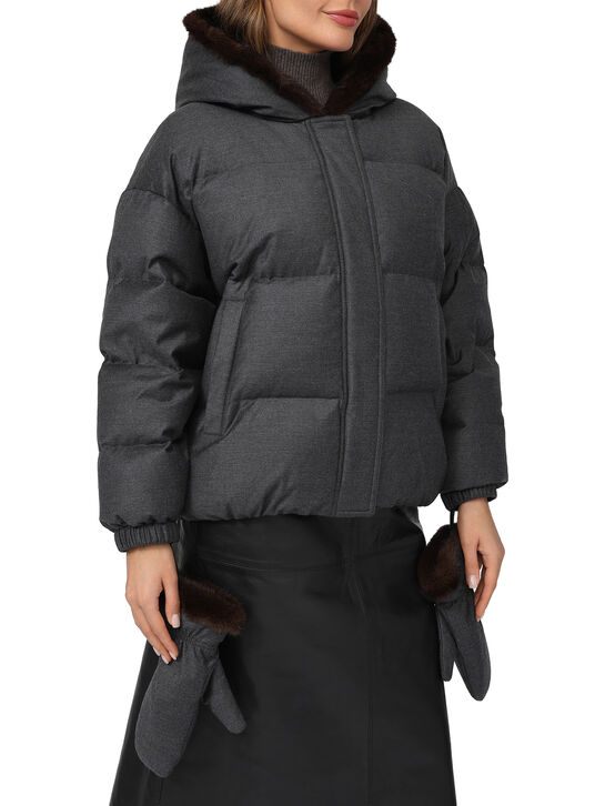 Куртка с капюшоном и варежками из норки Yves Salomon , арт.  | Фото 8