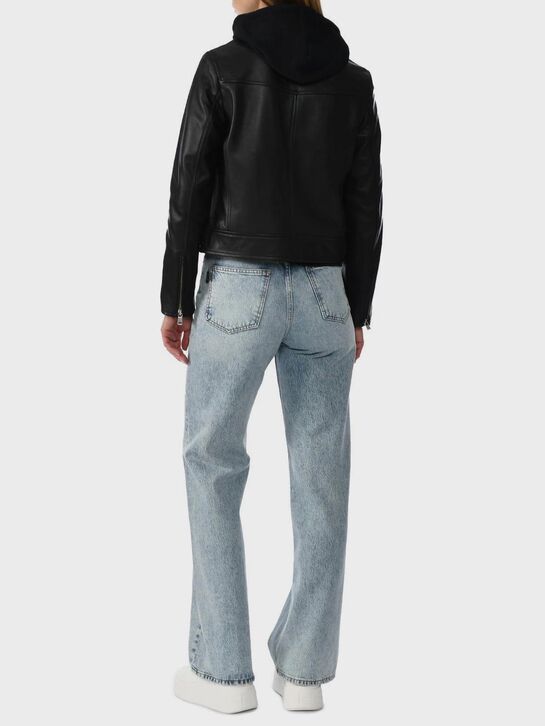 Куртка из натуральной кожи &quot;косуха&quot;, черная Yves Salomon , арт.  | Фото 4