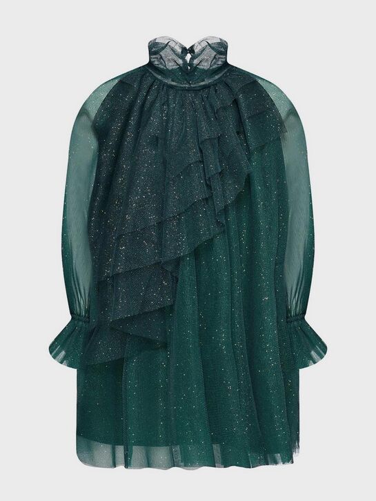 Платье из фатина с рюшами, зеленое Eirene , арт.  | Фото 1