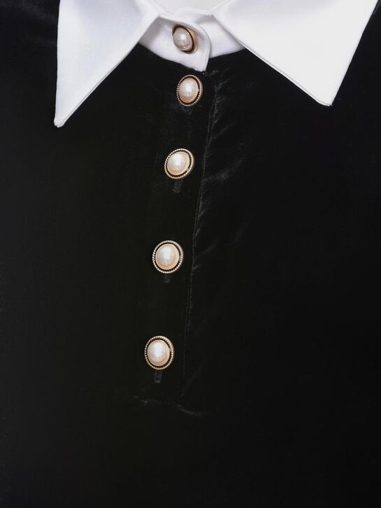 Бархатное платье с белым воротником, черное ALINE , арт.  | Фото 8