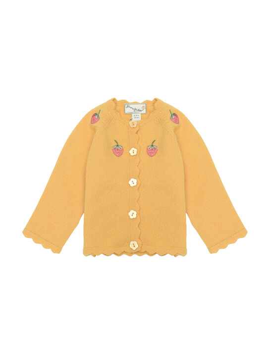 Кардиган из шерсти и кашемира с вышивкой, желтый Born to Bloom , арт.  | Фото 1