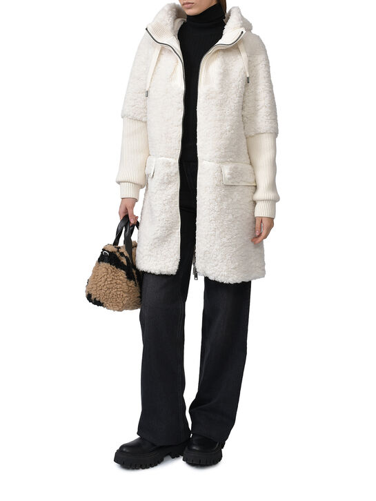Пальто укороченное из эко-меха, белое Diego M , арт.  | Фото 2