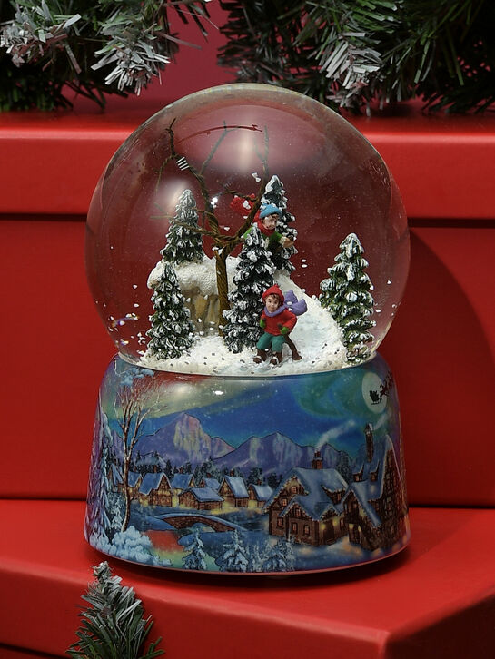 Снежный шар &quot;Дети катаются с горки в лесу&quot; Musicboxworld , арт.  | Фото 2