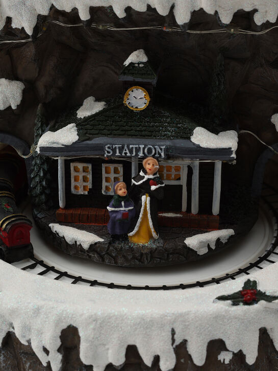 Новогодний сувенир &quot;Освещенная горная сцена. Поезд,&quot; 8 .мелодий Musicboxworld , арт.  | Фото 7