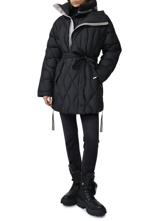 Куртка стеганая с поясом, черная Diego M , арт.  | Фото 2