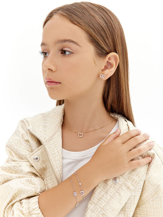 Серьги пусеты с бабочкой, обсыпка, золото Sneak Peek , арт.  | Фото 3