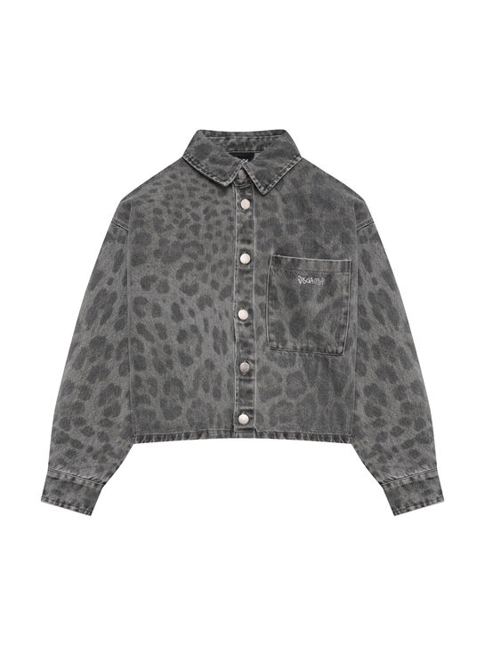 Рубашка с леопардовым принтом, серая Disclaimer , арт.  | Фото 1