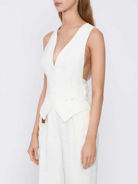 Жилет однобортный, белый Elisabetta Franchi , арт.  | Фото 3