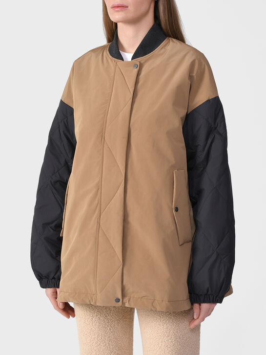 Куртка-бомбер с черными рукавами, коричневая Naumi , арт.  | Фото 4