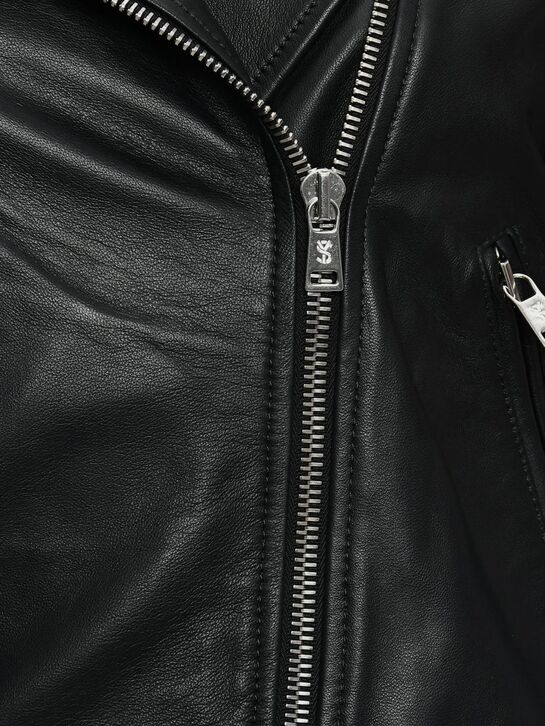 Куртка из натуральной кожи &quot;косуха&quot;, черная Yves Salomon , арт.  | Фото 8