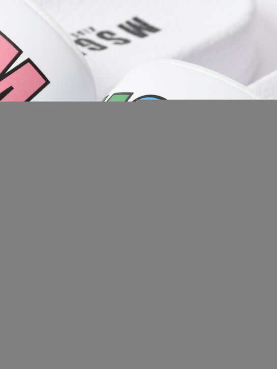 Шлепанцы с разноцветным лого, белые MSGM , арт.  | Фото 7