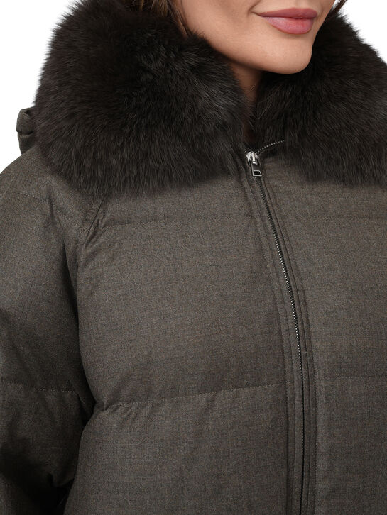 Куртка с воротником из лисы, серая Yves Salomon , арт.  | Фото 8