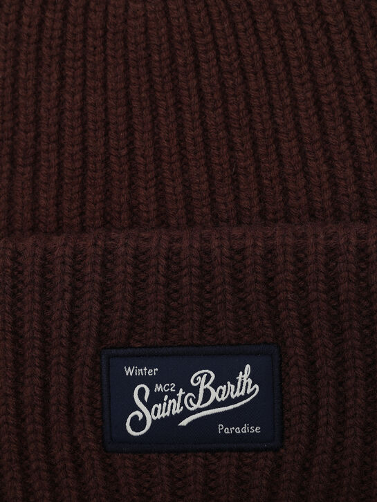 Шапка с лого на отвороте, коричневая Saint Barth , арт.  | Фото 3