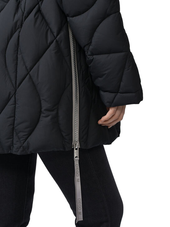 Куртка стеганая с поясом, черная Diego M , арт.  | Фото 5