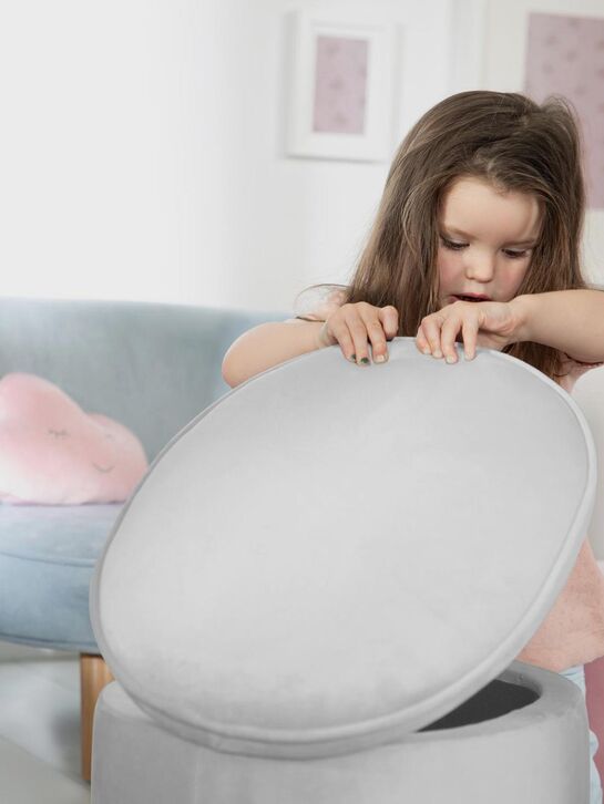 Детский велюровый овальный пуфик Lil Sofa, серый Roba , арт.  | Фото 4